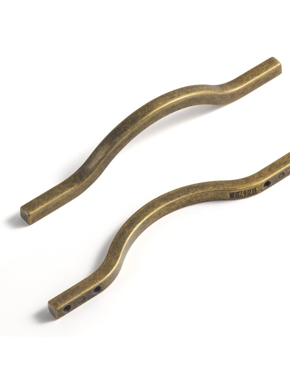 4 ct Low Profile Antique Brass Wave Cabinet Hardware